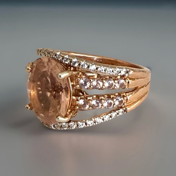 RL Simulated Peach Morganite Solid Sterling Silver With Rose Gold Finish 🔥 - Picture 2 of 3